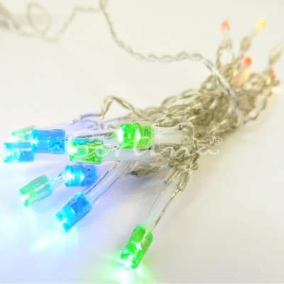 Lampki choinkowe kolorowe na baterie na przezroczystym kablu