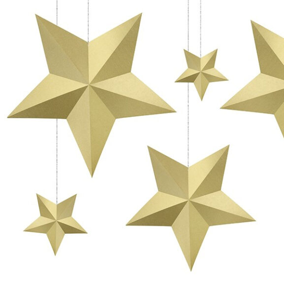 duże papierowegwiazdy 3D do zawieszenia świąteczne złote