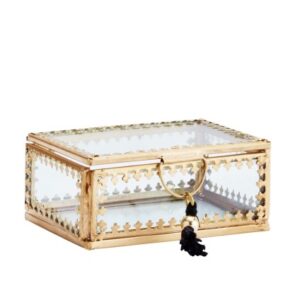 Szklane pudełko w stylu orientalnym z frędzlem na obrączki złota